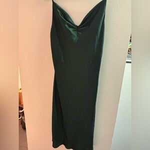 Emerald midi silk dress